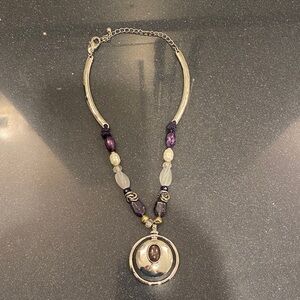 Chico's Silver and Purple Statement Necklace